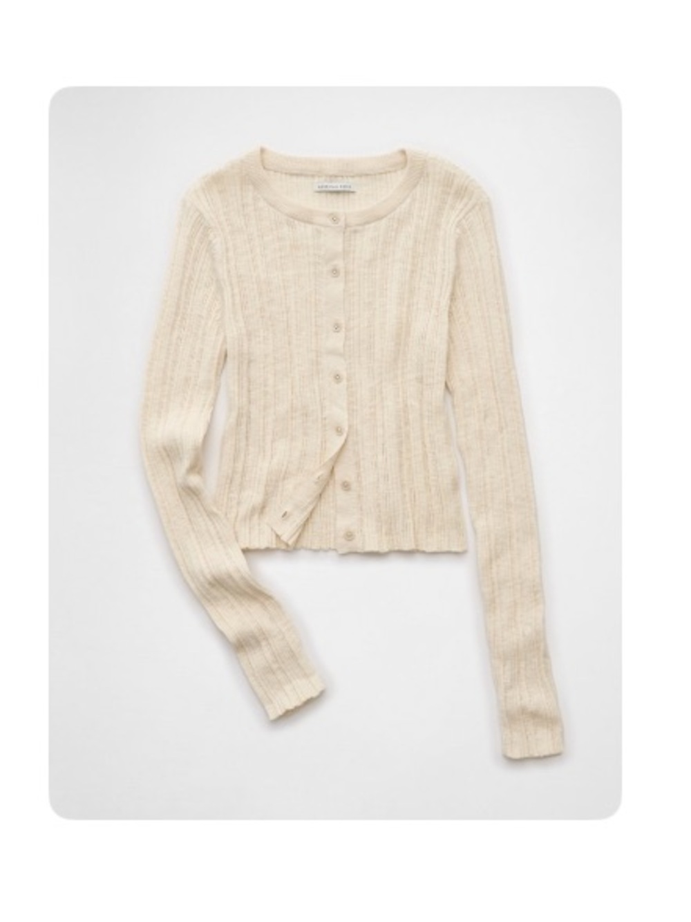 Aerie Ribbed Button-Front Sweater Cardigan - Cream